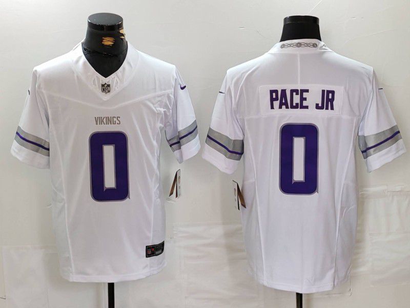 Men Minnesota Vikings 0 Pace jr White Retro three generations 2024 Nike Limited NFL Jersey style 1